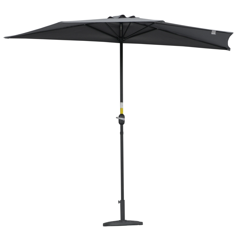 Outsunny Sonnenschirm Kurbelschirm Gartenschirm Schirm Marktschirm, Metall, halbrund, Grau+Schwarz