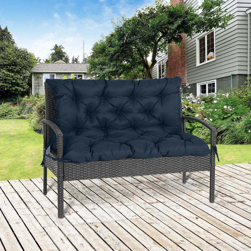 Outsunny Bankkissen Sitz und Rückenpolster für Gartenbank Schaukel Sofa 2-Sitzer 100 x 98 x 8 cm Dunkelblau