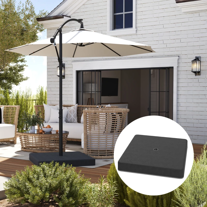 Outsunny Plaques de base pour support de parasol, étanches, remplissables de sable, en plastique, 89L x 89l x 10,5H cm, Noir