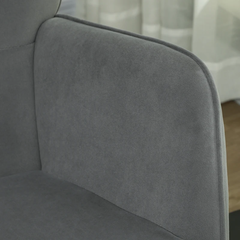 HOMCOM Poltrona a Dondolo Vintage, Pattini Curvi, Imbottitura Spessa, Legno di Faggio e Acciaio, Grigio Scuro