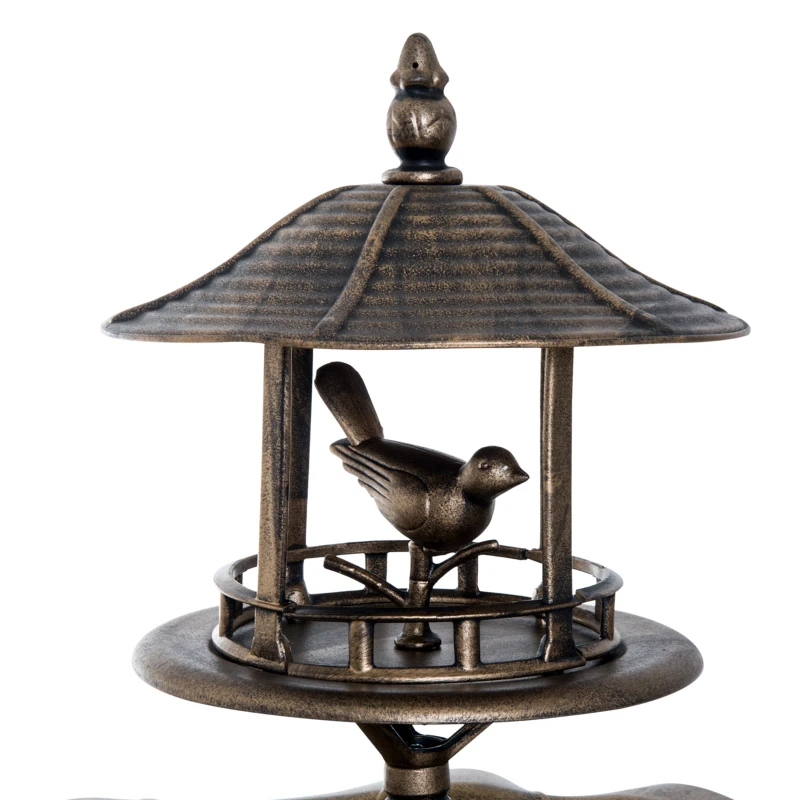 Outsunny Baño de pájaros Bebedero para Pájaros jardinera 3 en 1 50x113 cm polipropileno Bronce Antiguo