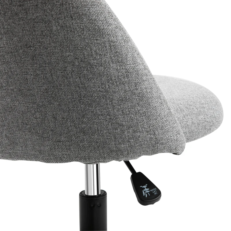Vinsetto Sedia da Ufficio con Seduta Alta Regolabile 105-125H cm, Sgabello da Ufficio Girevole 360°, Lino, Grigio