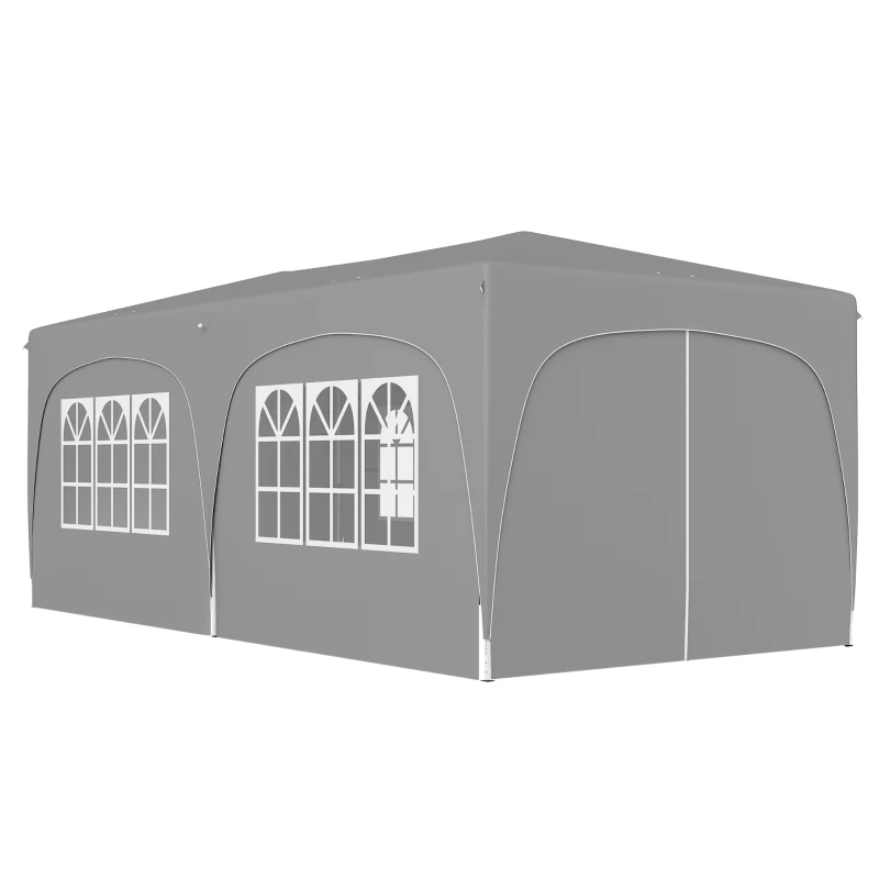 Outsunny Gazebo pieghevole 3x6 m UPF50+ con sacchi di sabbia, Grigio chiaro