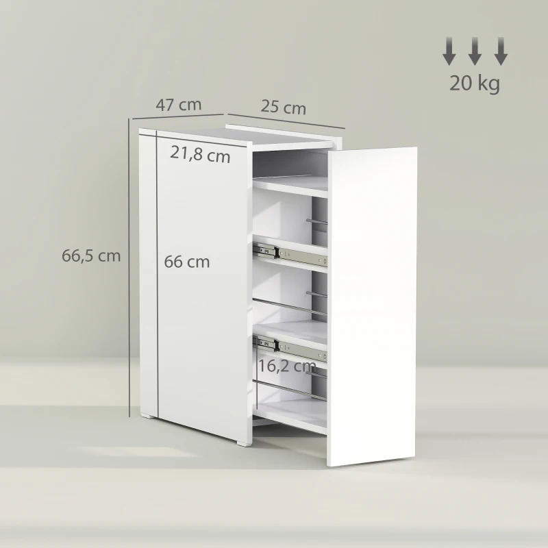 HOMCOM Meuble de salle de bain étroit, Meuble de sol avec tiroir profond, Meuble de rangement autonome, Panneau de particules, Blanc(m-3)