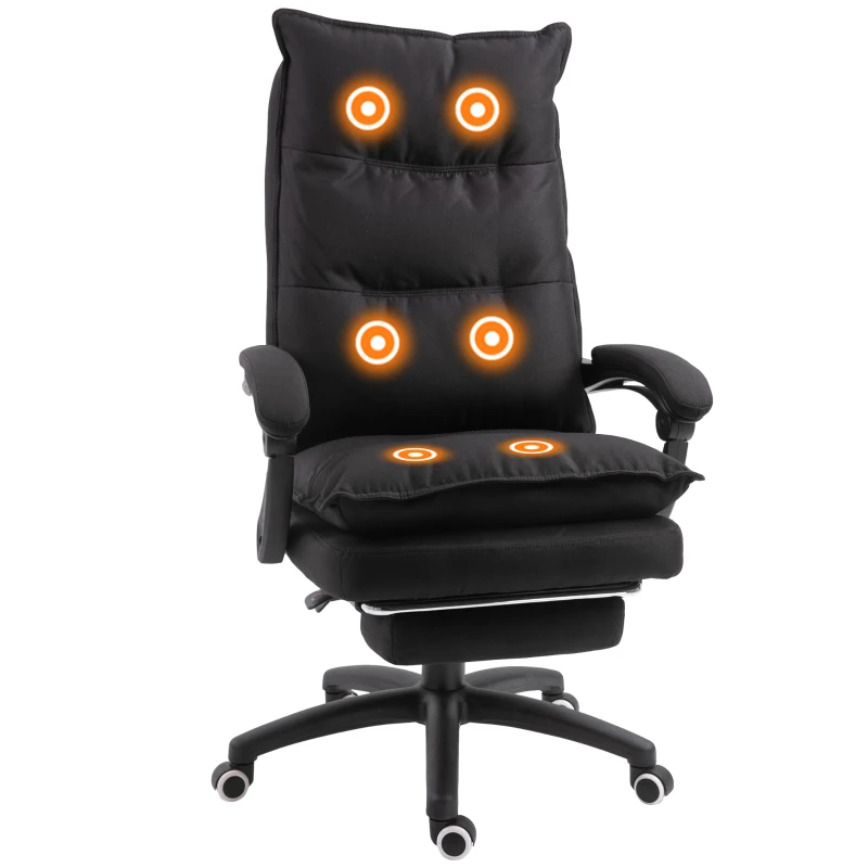Vinsetto Silla de Oficina con Masaje Silla Ergonómica con Altura Ajustable Respaldo Reclinable Reposapiés Integrado y Control Remoto