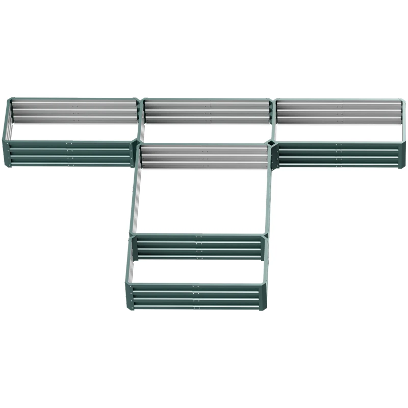 Outsunny Jardinería cuadrada para jardín de acero modular conjunto de 5 jardineras para verduras, plantas, flores, Verde