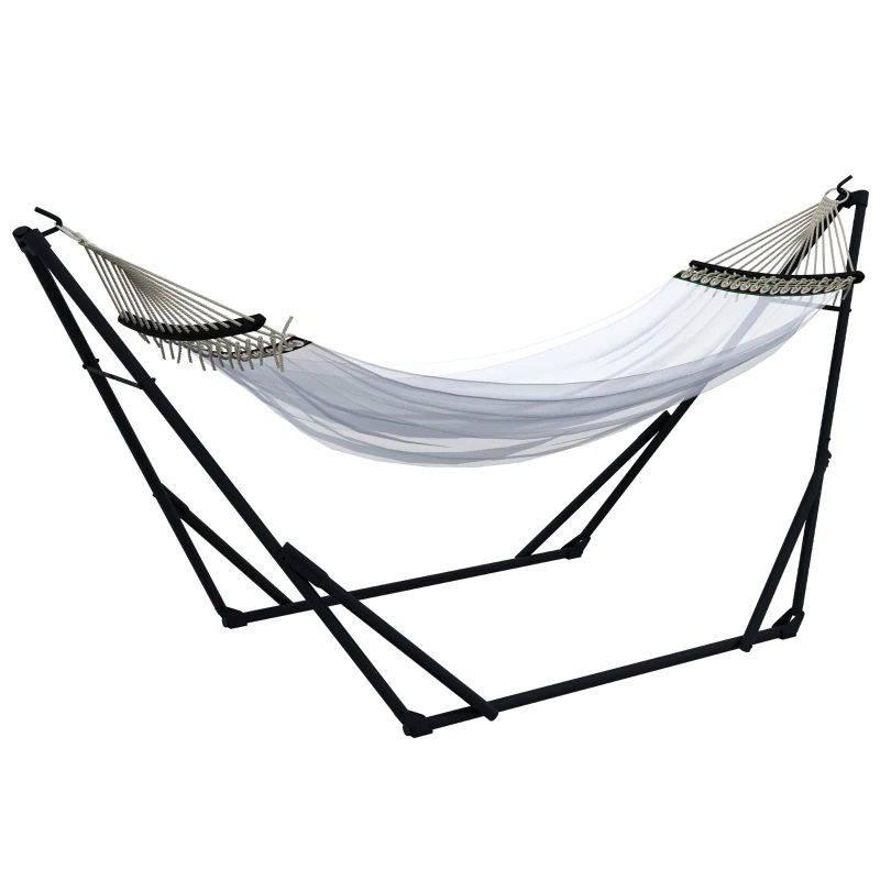 Outsunny Soporte de Hamaca con Hamaca para Hamaca, 263x89x100 cm, Negro + Blanco
