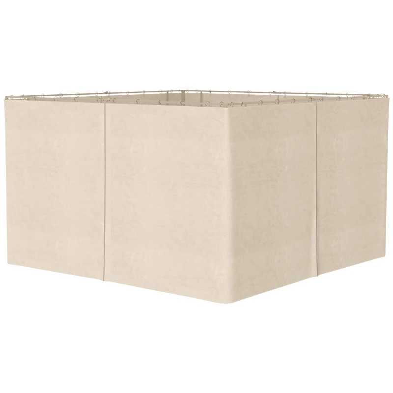 Outsunny Set di 4 Pareti Laterali per Gazebo da Giardino Tondeggiante, 300 x 400 cm, Resistente Alle Intemperie, Beige