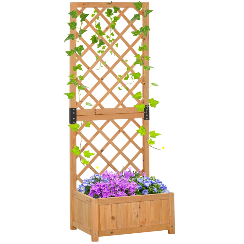 Outsunny Jardinera con Enrejado para Exteriores o Jardín, Maceta para Plantas Trepadoras en Madera 60x40x160cm