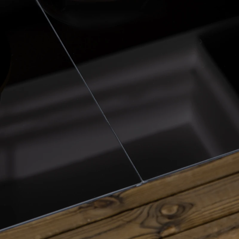 Outsunny Tavolo da giardino rettangolare in alluminio e piano in vetro temperato - 6 persone 150 x 90 x 74 cm nero