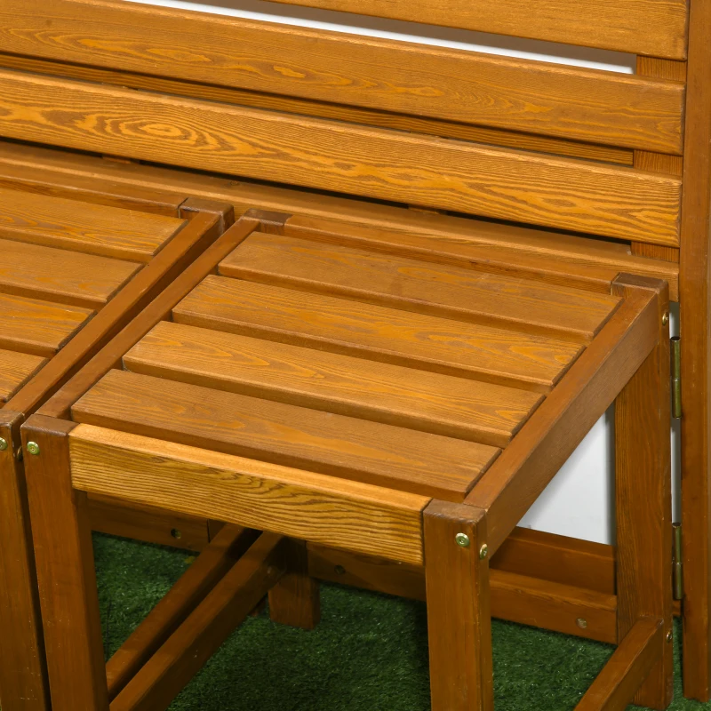 Outsunny Set de Jardín 2 en 1, Mesa y Sillas de Jardín o Banco de Jardín para 2 Personas Color Teak