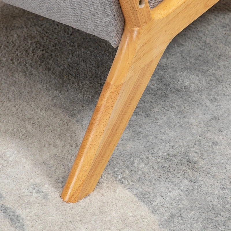 HOMCOM Poltrona Lounge con 3 Cuscini Inclusi, Seduta Profonda, Braccioli, Struttura in Legno di Gomma, Velluto, Grigio