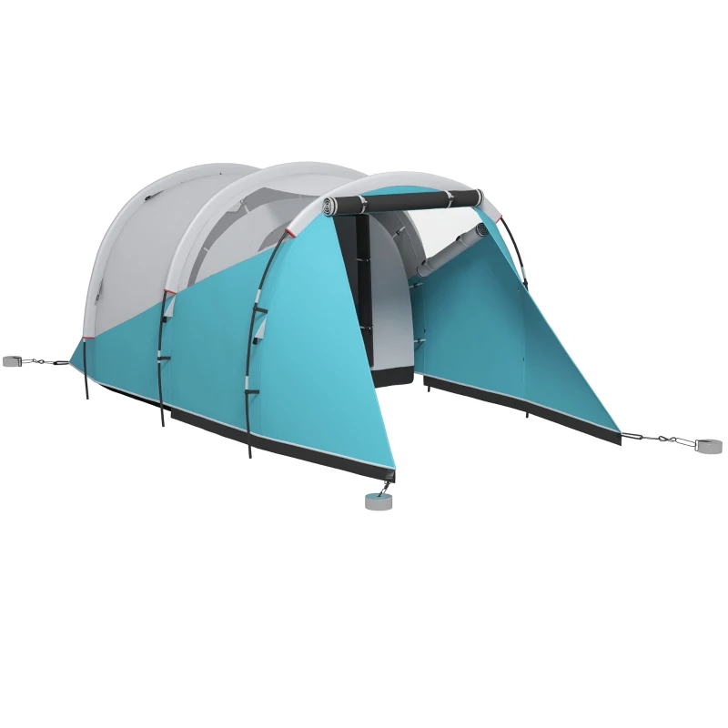 Outsunny Tenda da Campeggio per 4-5 Persone, con Zone Giorno e Notte Separate, 460L x 260P x 190H cm, Blu