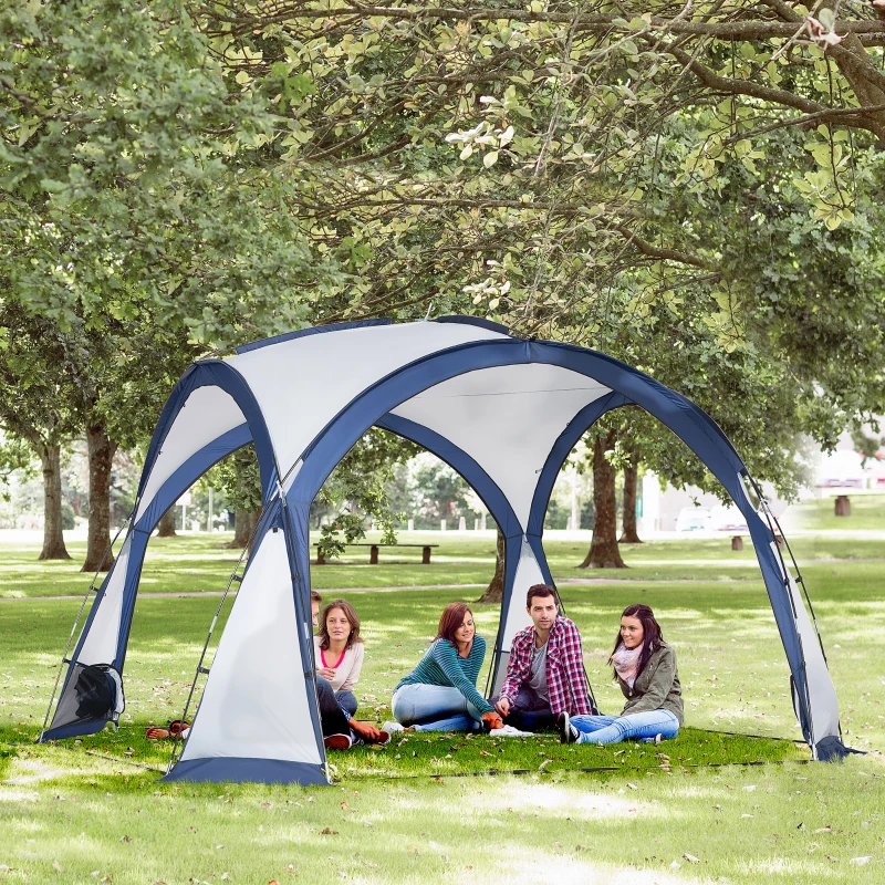 Outsunny Tienda de campaña tipo cúpula familiar para 6-8 personas con 4 puertas con mosquitero Tejido Oxford 350x350x230 cm