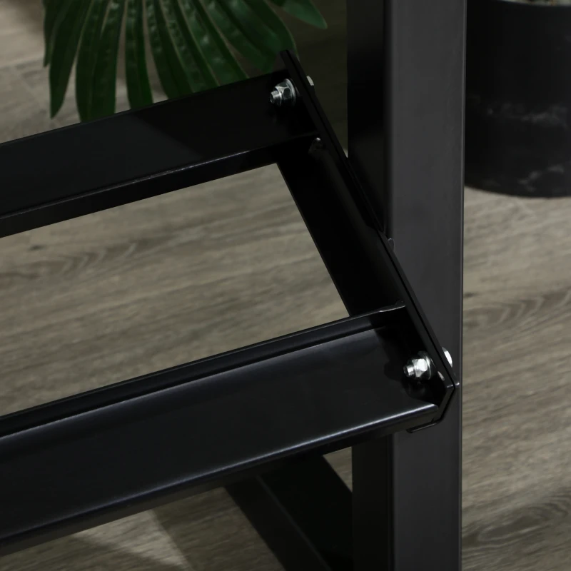 SPORTNOW Porte Poids avec 2 Étagères en Acier pour Salle de Sport, Maison et Bureau, 94x52,5x82 cm, Noir