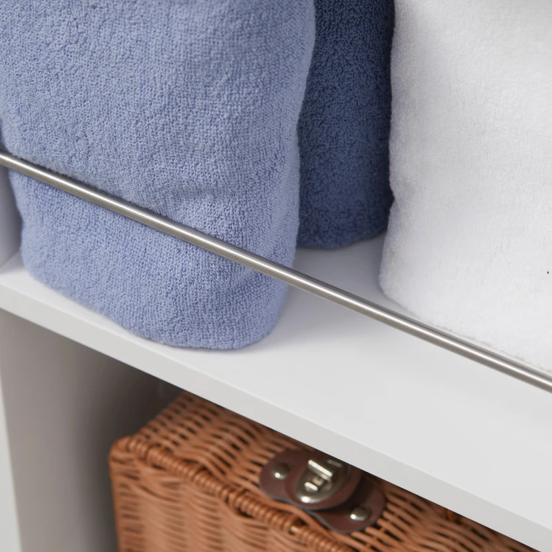 kleankin Mobile Colonne Bagno Girevole con Specchio, 6 Ripiani, 36 x 36 x 171 cm, Bianco