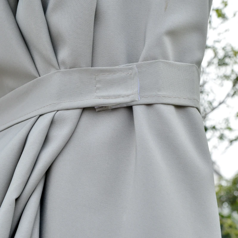 Outsunny Ombrellone con LED Solari 4.5m, Ombrellone Doppio da Giardino, Ombrellone da Terrazza Ovale, Grigio Chiaro e Nero