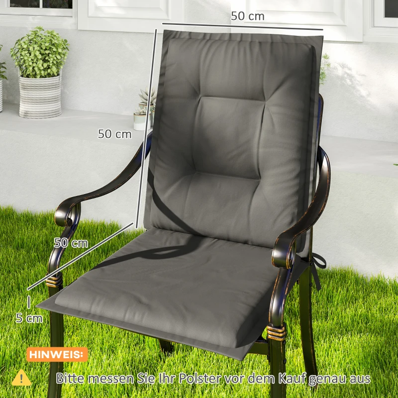 Outsunny Ensemble de 4 coussins de chaise 108 x 50 x 5 cm Sitzkissen avec sangles, coussin d'assise intérieur extérieur Gris clair