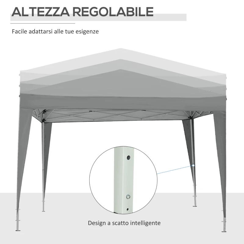 Outsunny Faltbarer Gartenpavillon 3x3 m mit 4 Seitenteilen, aus Stahl und Oxford-Gewebe in Hellgrau
