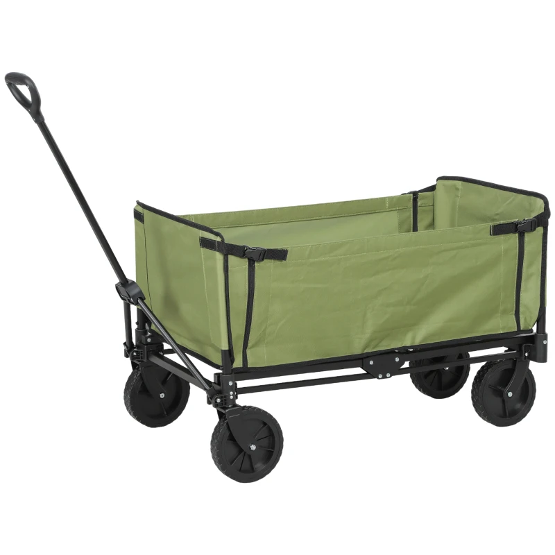 Outsunny Carro de jardín plegable 130 L carro de transporte bolsa desmontable mango telescópico giratorio 90x50x60 cm Negro