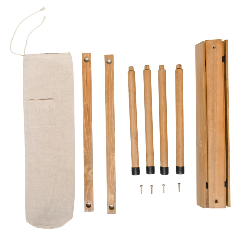 Outsunny Mesa de Centro Plegable de Jardín Camping Tablero de Lamas 58x58x40 cm Bolsa Transporte Incluida Madera Pino preaceitado