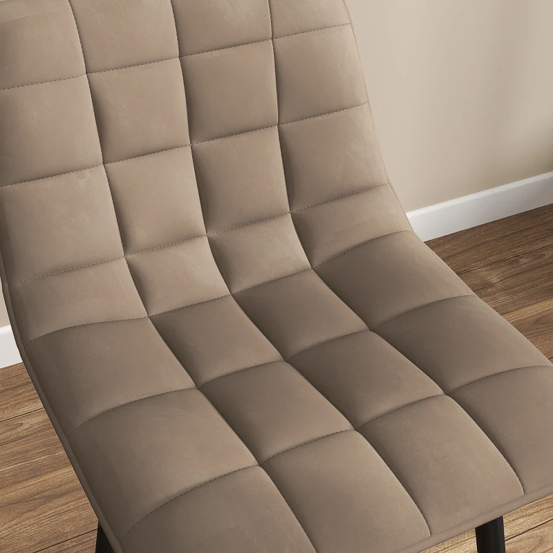 HOMCOM Set 2 Barhocker im skandinavischen Stil mit Samteffektstoff und Metall, 45x47x84 cm, Braun