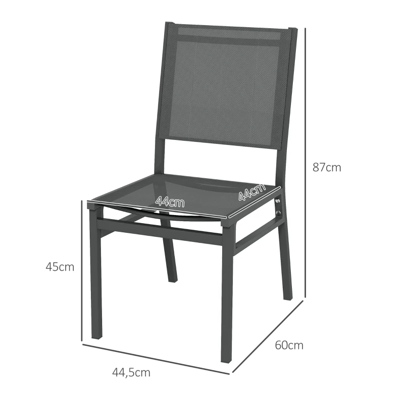 Outsunny Conjunto de 4 sillas de jardín en aluminio con revestimiento de malla textileno para comedor exterior