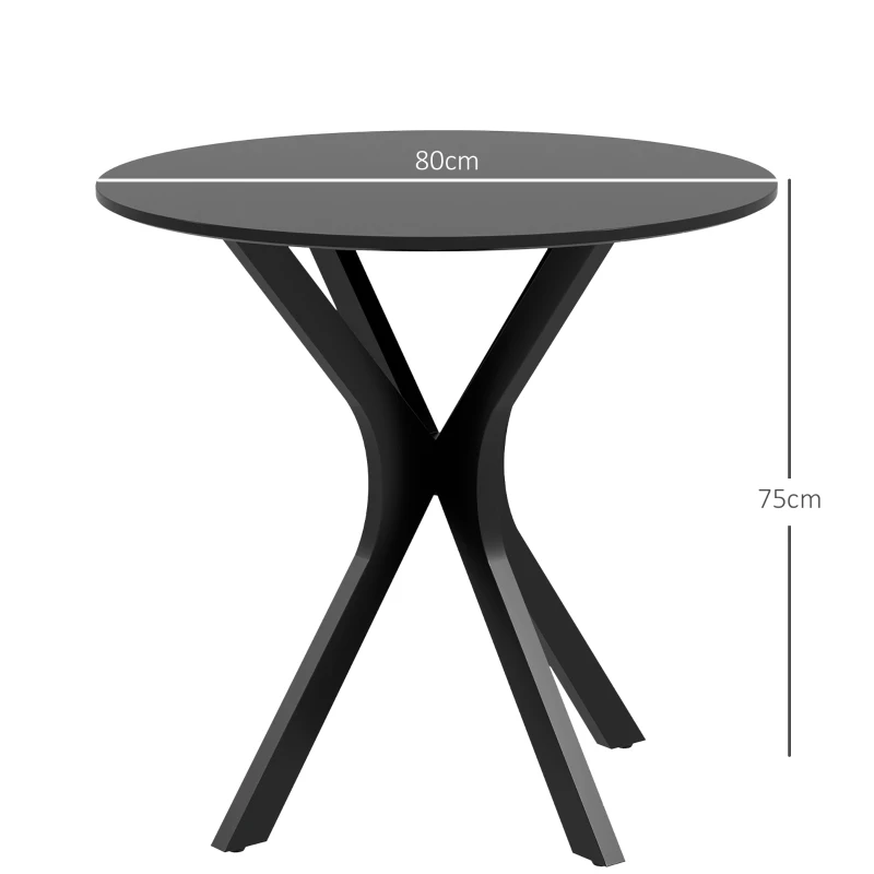HOMCOM Table à Manger Table de Cuisine Ronde, Design Moderne, 78 cm x 78 cm x 75 cm, Noir