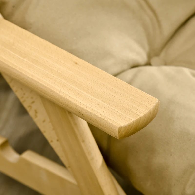 HOMCOM Sillón de acento, Sillón de relax, respaldo ajustable, marco de madera de haya, hasta 120 kg, Marrón