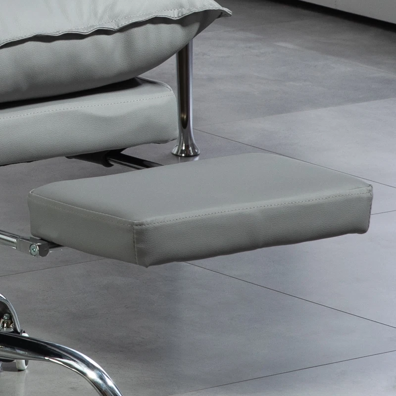 Vinsetto Silla de oficina ergonómica silla de oficina con reposapiés respaldo reclinable poliuretano 66x72x122-130 cm Gris Claro