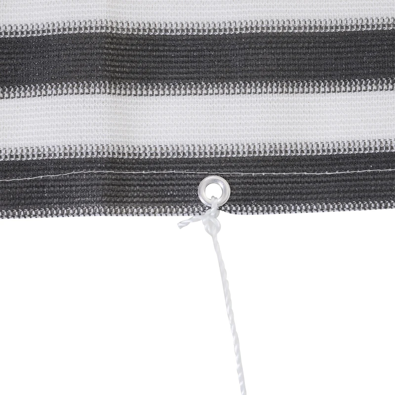 Outsunny Set mit 2 verstärkten blickdichten Balkon-Sichtschutzblenden aus HDPE mit 52 Ösen + 4 Schnüren, Maße 5L x 0,90H m Grau Weiß gestreift