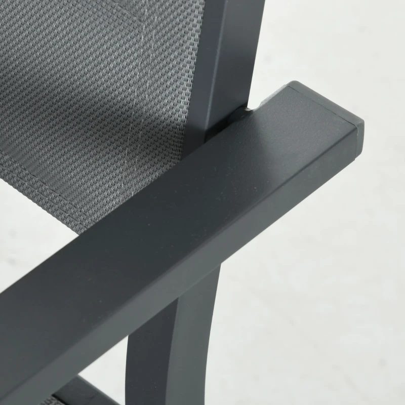 Outsunny Salon de jardín en aluminio y textileno mesa extensible 4 sillas apilables 4 personas Gris