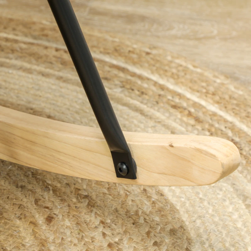 HOMCOM Poltrona a Dondolo Ergonomica con Base in Legno, fino a 120 kg, Azzurro Chiaro