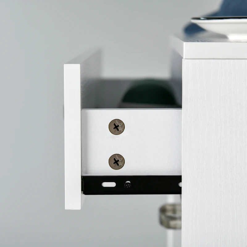 HOMCOM Mobile Portascarpe con 3 Ante Ribaltabili e Cassetto Scorrevole, Maniglie in Alluminio, Pannello di Particelle, 62L x 24P x 135A cm, Bianco