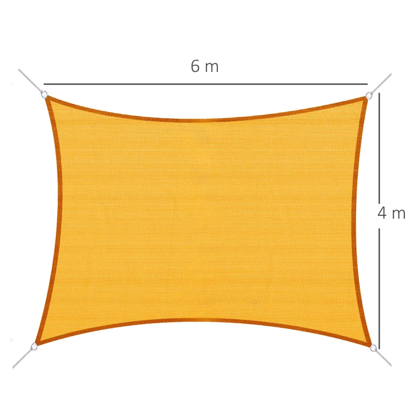 Outsunny Vela de Sombra Toldo Solar rectangular 6x4 m HDPE Amarillo