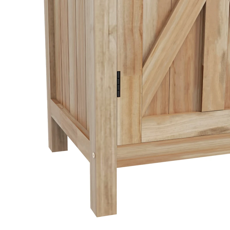 Outsunny Armadio da giardino con 2 ripiani e piano zincato in legno di pino