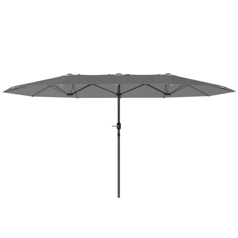 Outsunny Parasol Double Face 436 x 260 cm, Protection UV en Acier avec Manivelle, Gris foncé