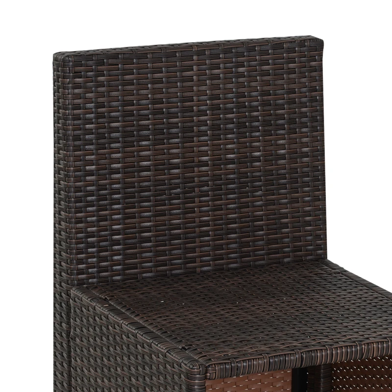 Outsunny Conjunto de jardín encastrable 4 sillas monobloques con cojines desenfundables y mesa de resina trenzada chocolate