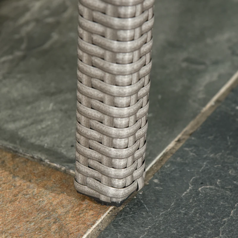 Outsunny Set da salotto da giardino incastrabile con grande tavolo rettangolare 2 poltrone e 2 sgabelli cuscini bianchi rimovibili lavabili in resina tressée effetto rattan grigio