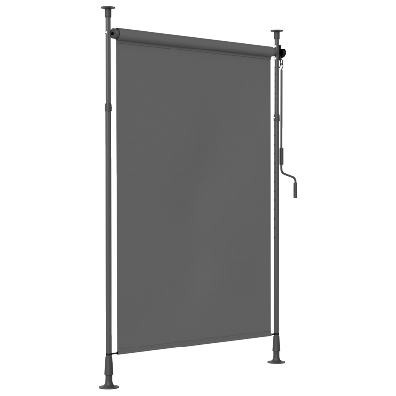 Outsunny Manueller ausziehbarer Standstore einstellbare Länge Kurbel Installation ohne Bohren Metall Alu. Polyester Dunkelgrau
