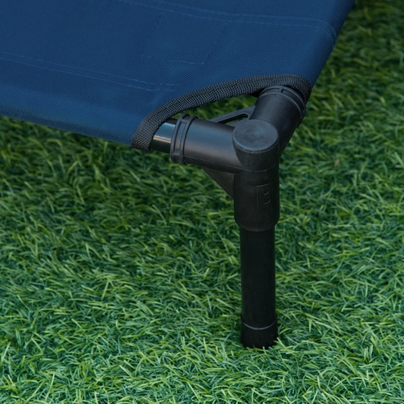 PawHut Hundebett erhöht für Hunde Katzen Haustiere Oxford-Stoff Textilene Mikroperforierung 61 x 46 x 18 cm Blau und Schwarz