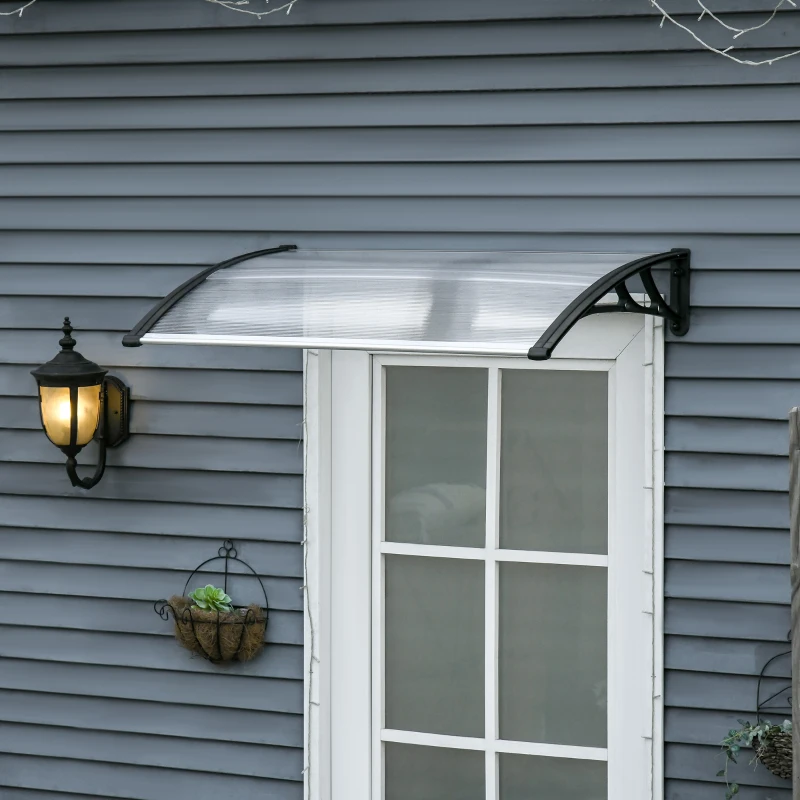 Outsunny Pensilina da Esterno per Finestre e Porte, in Policarbonato e Alluminio, 110x60x18cm - Trasparente