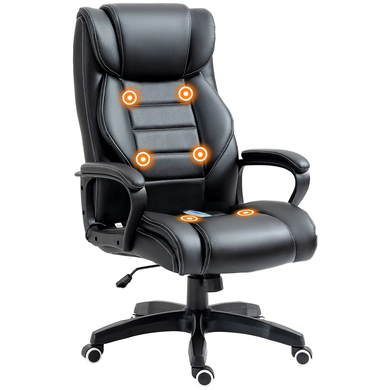 Vinsetto Silla de oficina con función de masaje silla de oficina ergonómica altura ajustable función de respaldo reclinable