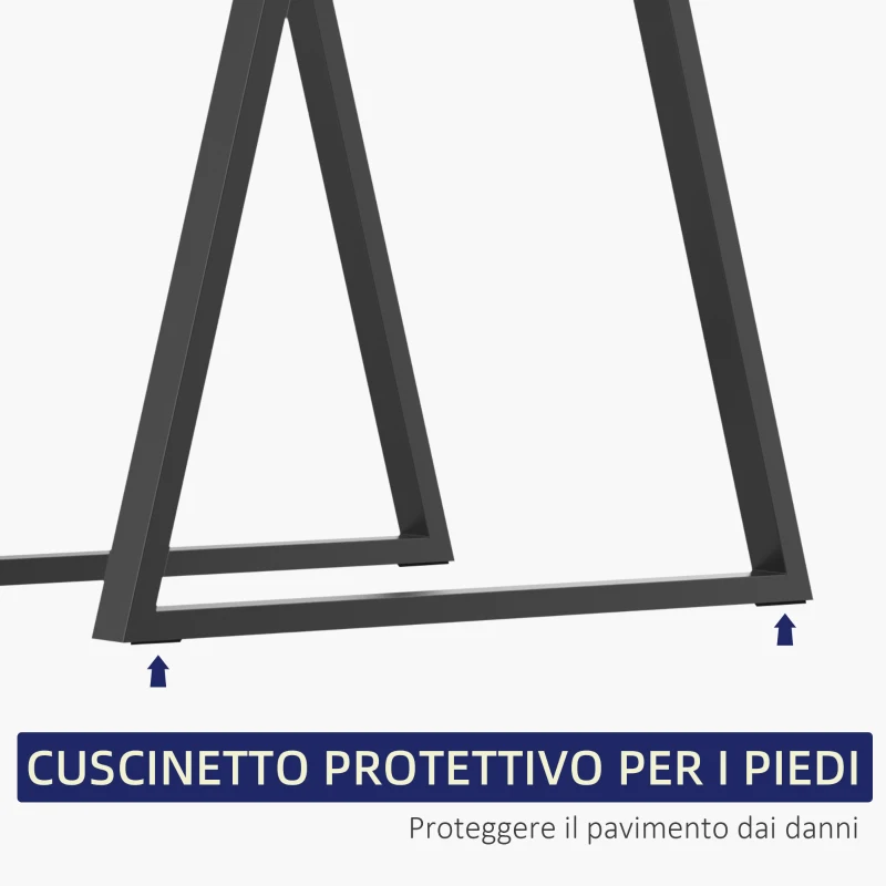 HOMCOM Set 2 Gambe per Tavolo Trapezoidali in Acciaio con 6 Fori e 12 Viti, 70x5x72 cm, Nero