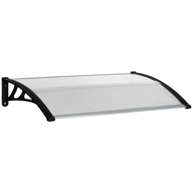 Outsunny Pensilina da Esterno per Finestre e Porte, in Policarbonato e Alluminio, 110x60x18cm - Trasparente