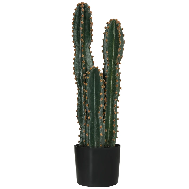 Outsunny Cactus Artificiale di Estremo Realismo Pianta Artificiale di Grandi Dimensioni, Dim, Ø 17 x 60 H cm, Verde