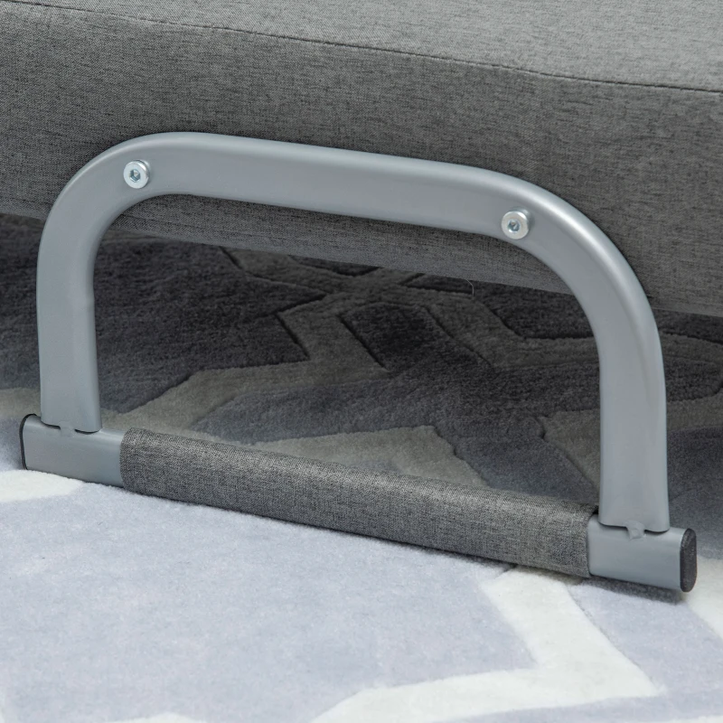 HOMCOM Poltrona letto poltrona convertibile reclinabile 1 Posto Grande Comfort Cuscino lombare braccioli in metallo Lino Grigio Scuro