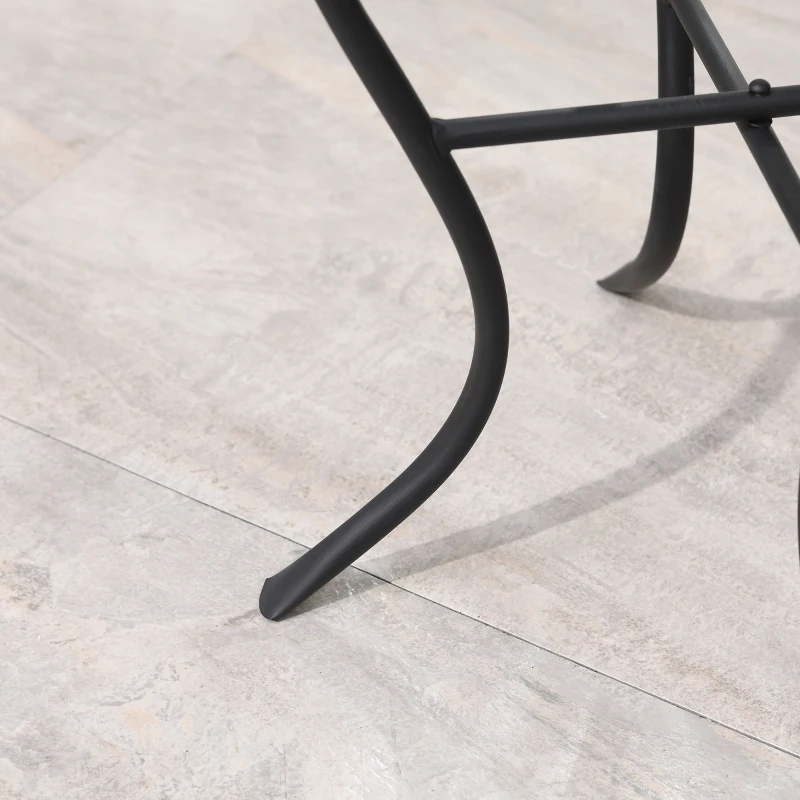 Outsunny Tisch Bistro rund Garten Mosaikplatte Epoxidmetall Keramik Ø35,5 x 53,5H - Schwarz und Weiß