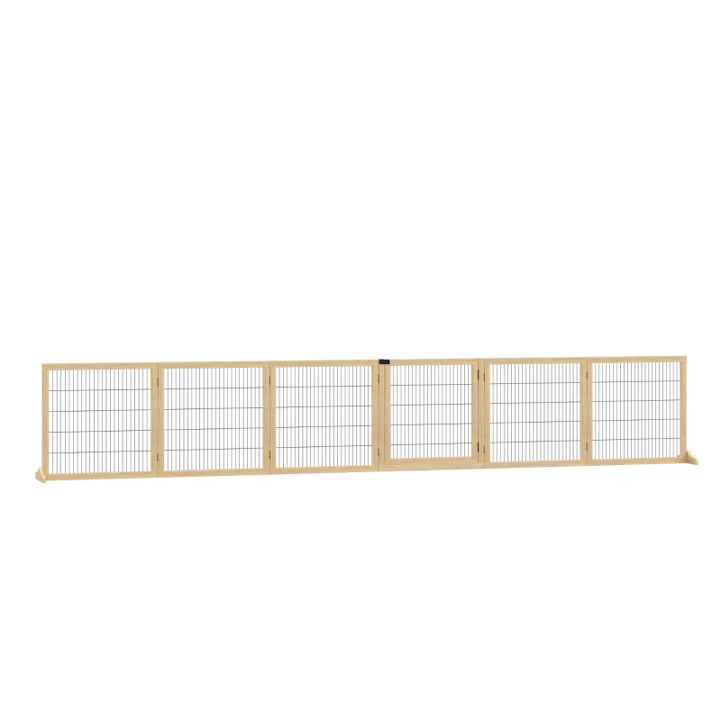 PawHut Barrera para perros de madera PawHut, plegable de 432x36x70 cm, Natural
