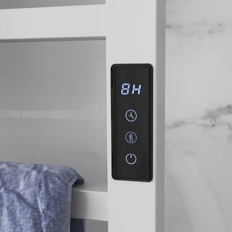 HOMCOM Uscător de Prosoape Electric cu 10 Bare, Timer, Afișaj LCD și Temperatură Reglabilă, 45x11x80 cm, Alb